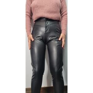 Fashion Nova Faux Leather Pants‎ Womens Small High Rise Straight Tapered Goth